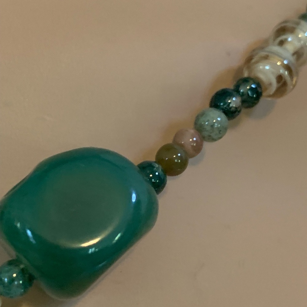 OOAK Murano Starfish w/Vintage Jade Jasper Agate Sea Glass Necklace - Picture 5 of 16